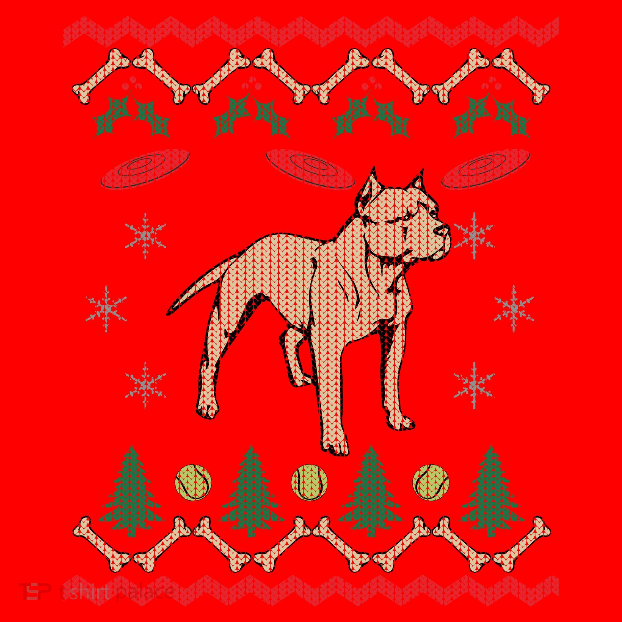 Pitbull Ugly Christmas Sweater Santa Hat