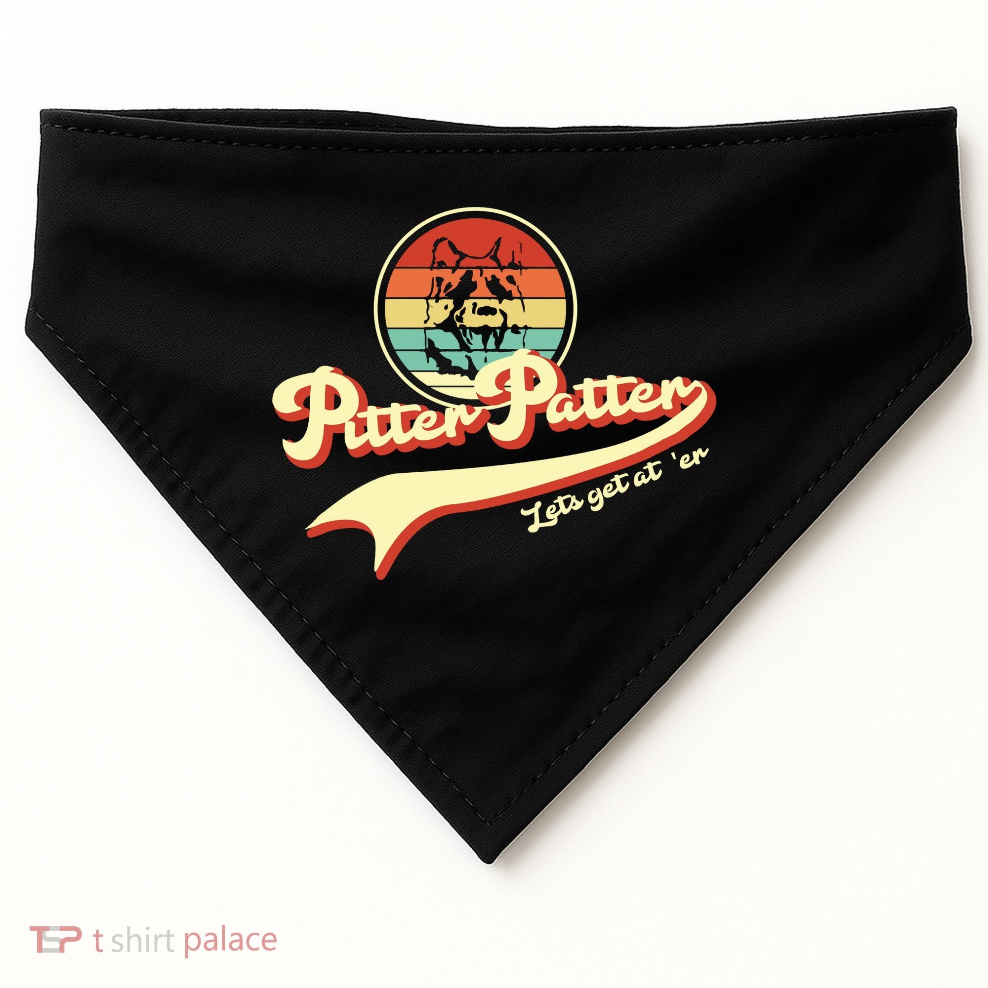 Pitter Patter Let's Get At Er Retro USA-Made Doggie Bandana