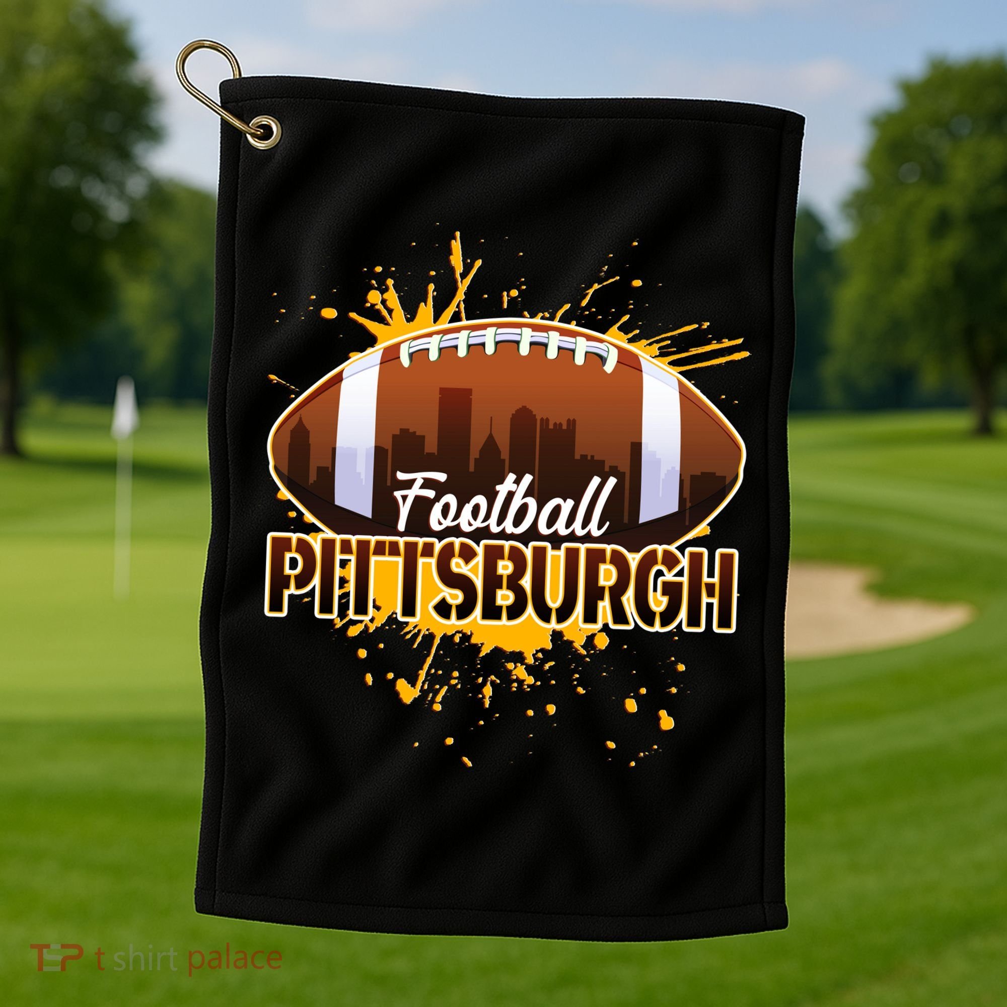 Pittsburgh Pennsylvania Skyline Football Fan  Golf Towel