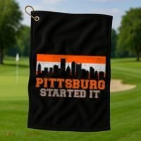 Pittsburgh Started It Skyline Golf Towel thumb 1
