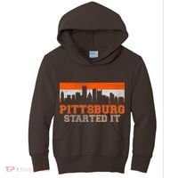Pittsburgh Started It Skyline Kids Hoodie thumb 0
