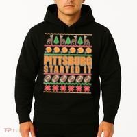 Pittsburgh Started It Ugly Christmas Sweater Hoodie thumb 2