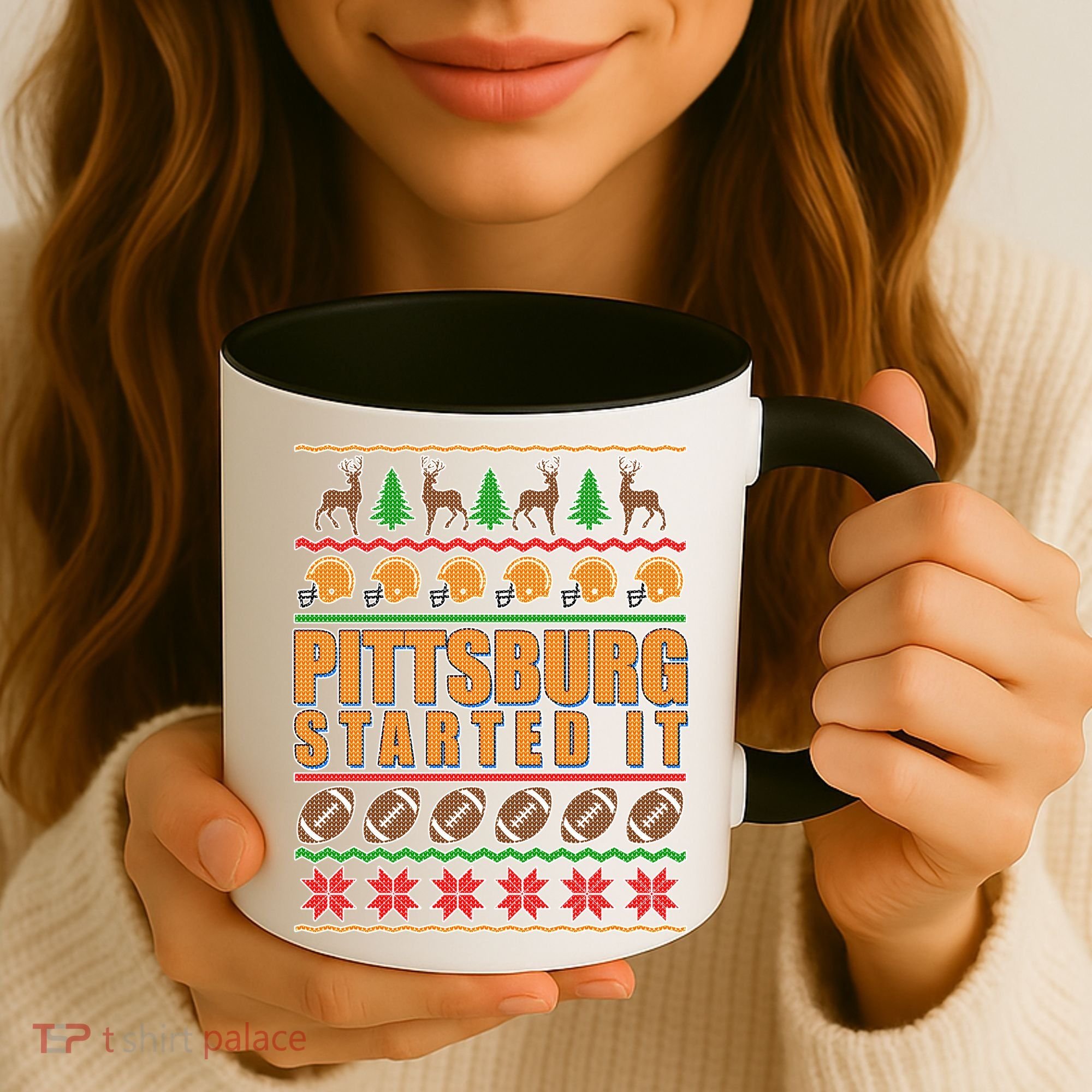 Pittsburgh Started It Ugly Christmas Sweater Coffee Mug