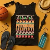 Pittsburgh Started It Ugly Christmas Sweater Tank Top thumb 4