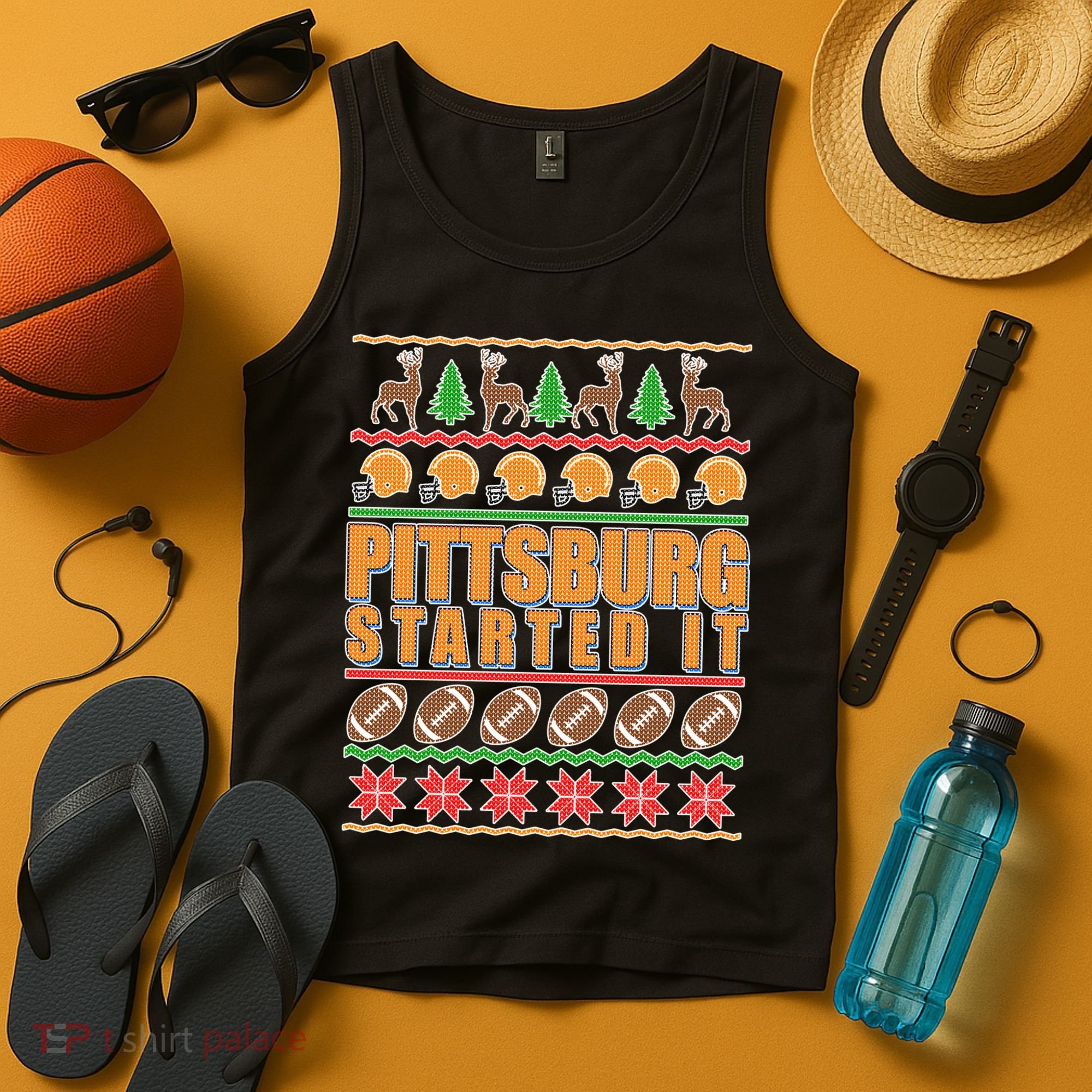 Pittsburgh Started It Ugly Christmas Sweater Tank Top