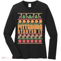 Pittsburgh Started It Ugly Christmas Sweater Women's Long Sleeve Shirt thumb 0