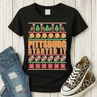 Pittsburgh Started It Ugly Christmas Sweater Women's T-Shirt thumb 3