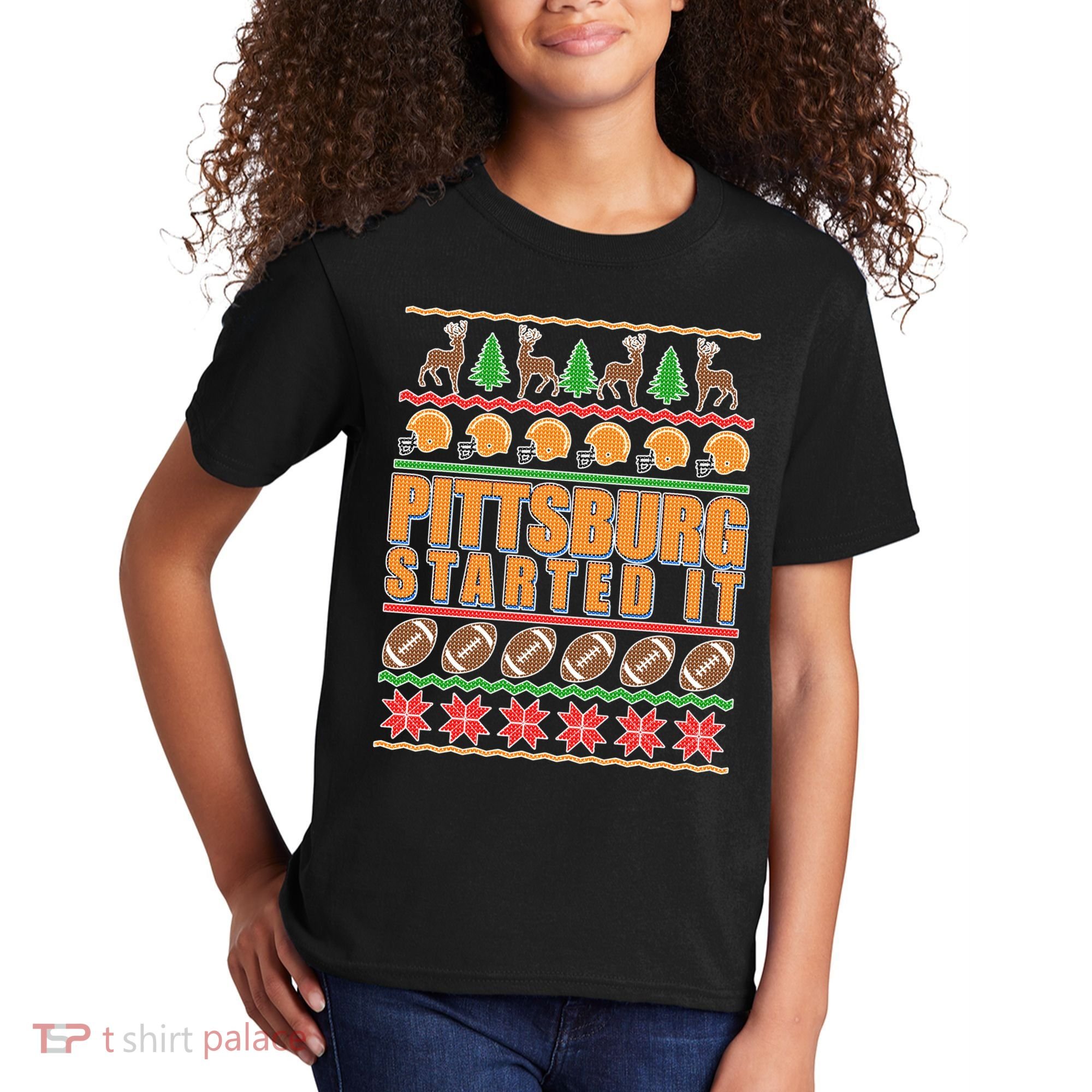 Pittsburgh Started It Ugly Christmas Sweater Kids T-Shirt