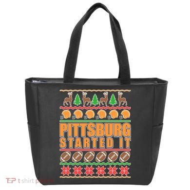 Pittsburgh Started It Ugly Christmas Sweater Tote Bag