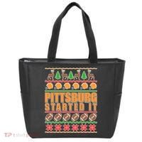 Pittsburgh Started It Ugly Christmas Sweater Tote Bag thumb 0