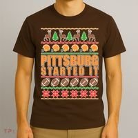 Pittsburgh Started It Ugly Christmas Sweater T-Shirt thumb 3