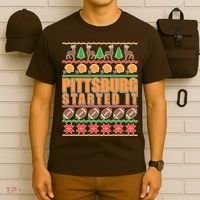 Pittsburgh Started It Ugly Christmas Sweater T-Shirt thumb 6