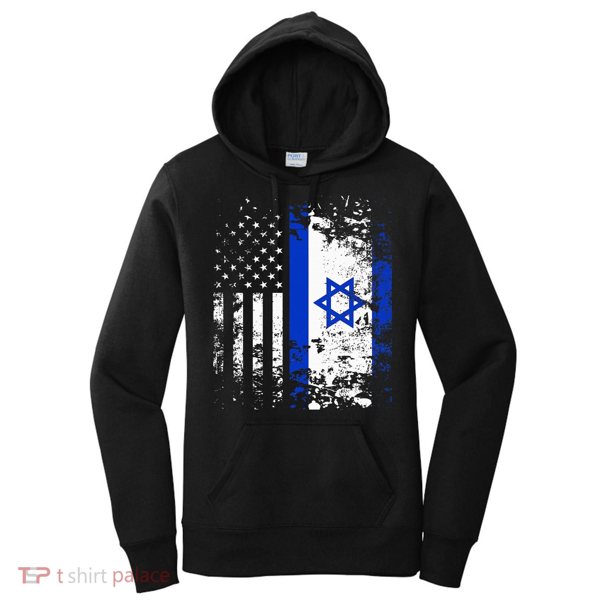 Proud Israeli Usa Flag Patriotic Pride American Israel Flag Women's Hoodie