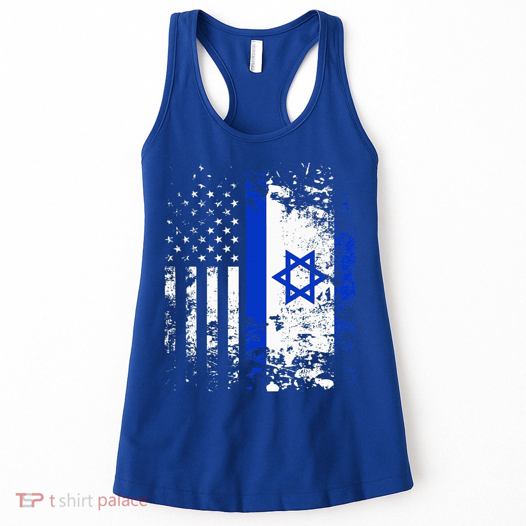 Proud Israeli Usa Flag Patriotic Pride American Israel Flag Women's Tank Top
