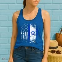 Proud Israeli Usa Flag Patriotic Pride American Israel Flag Women's Tank Top thumb 2