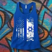Proud Israeli Usa Flag Patriotic Pride American Israel Flag Women's Tank Top thumb 3