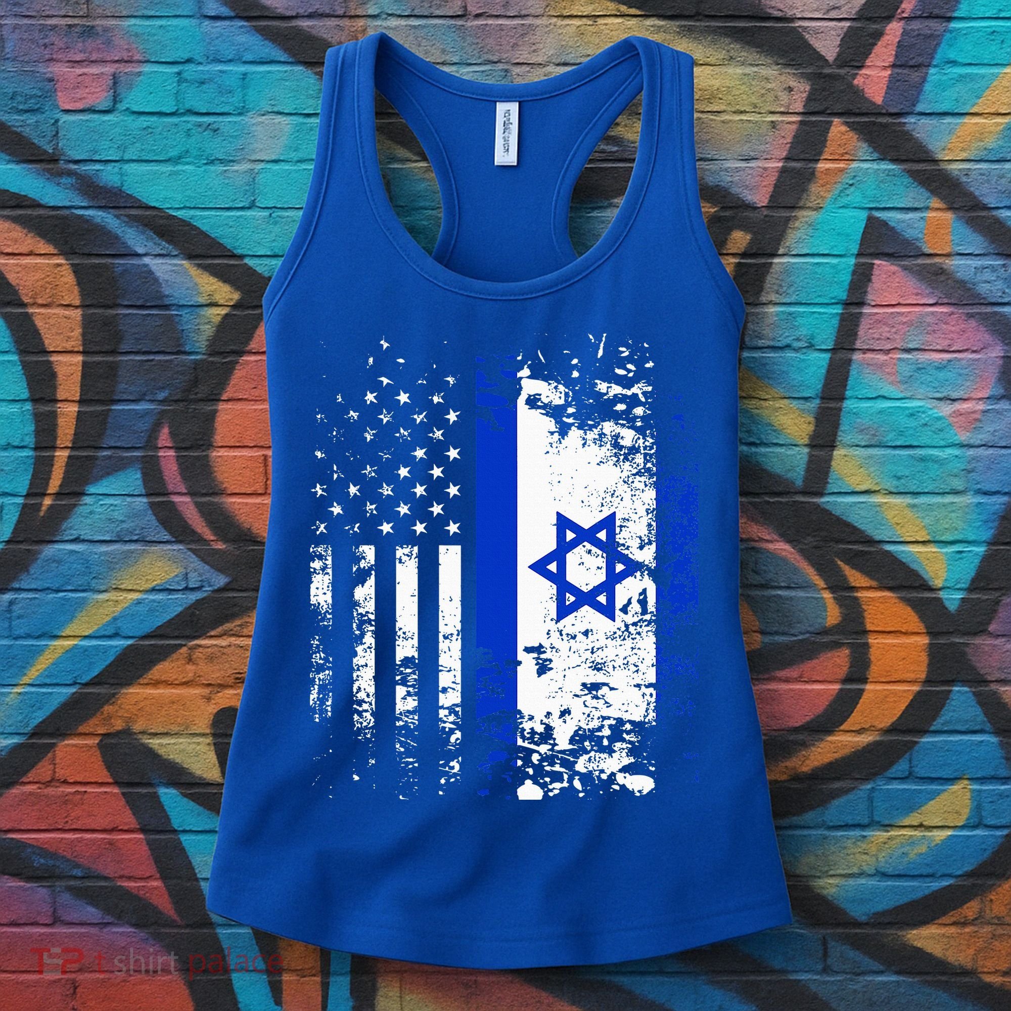 Proud Israeli Usa Flag Patriotic Pride American Israel Flag Women's Tank Top