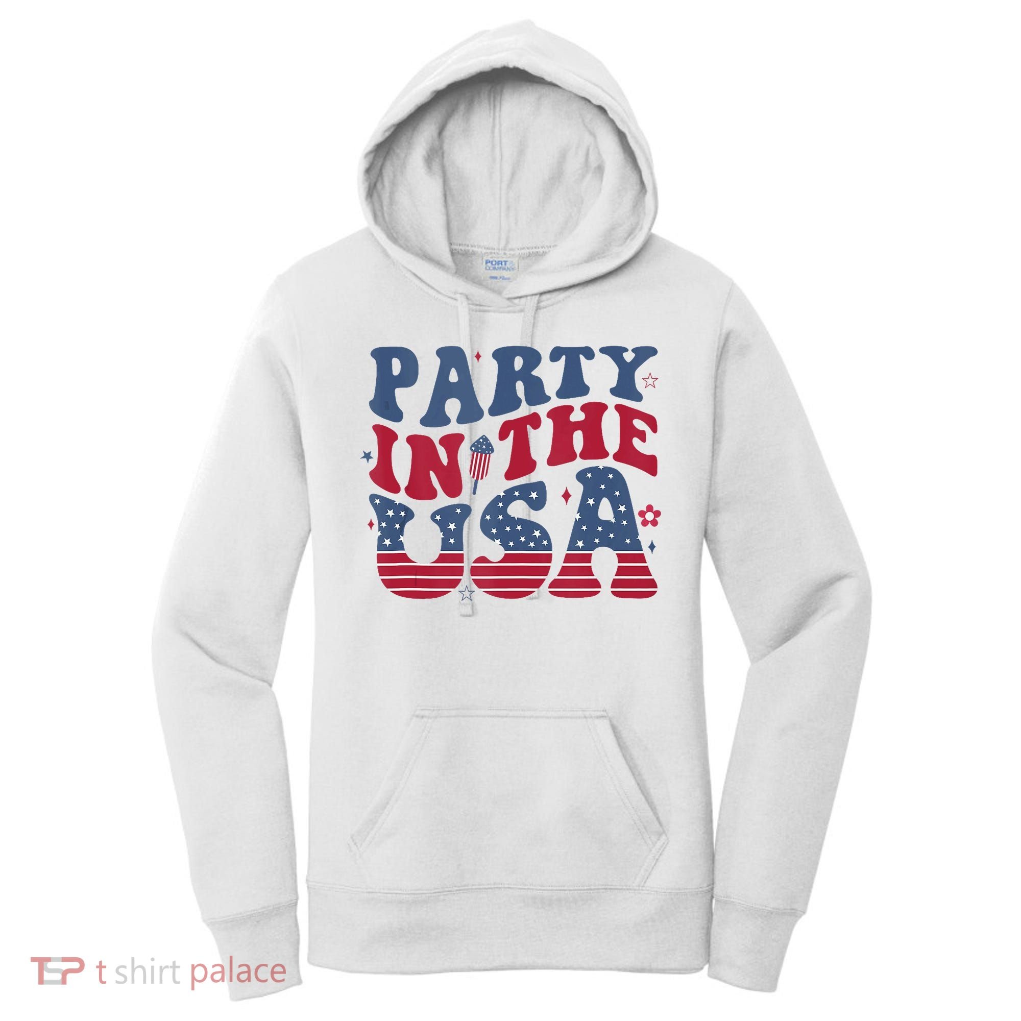 Party In Usa 4th Of July Flag American Women's Hoodie