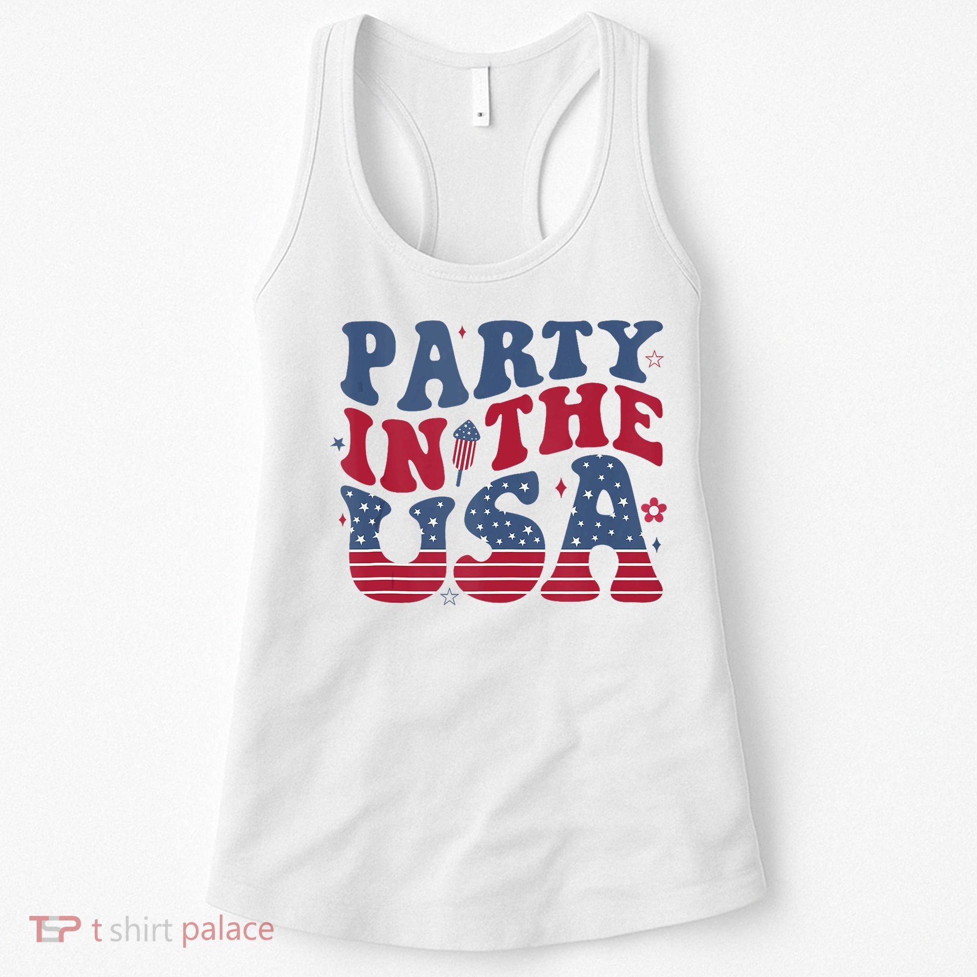 Party In Usa 4th Of July Flag American Women's Tank Top