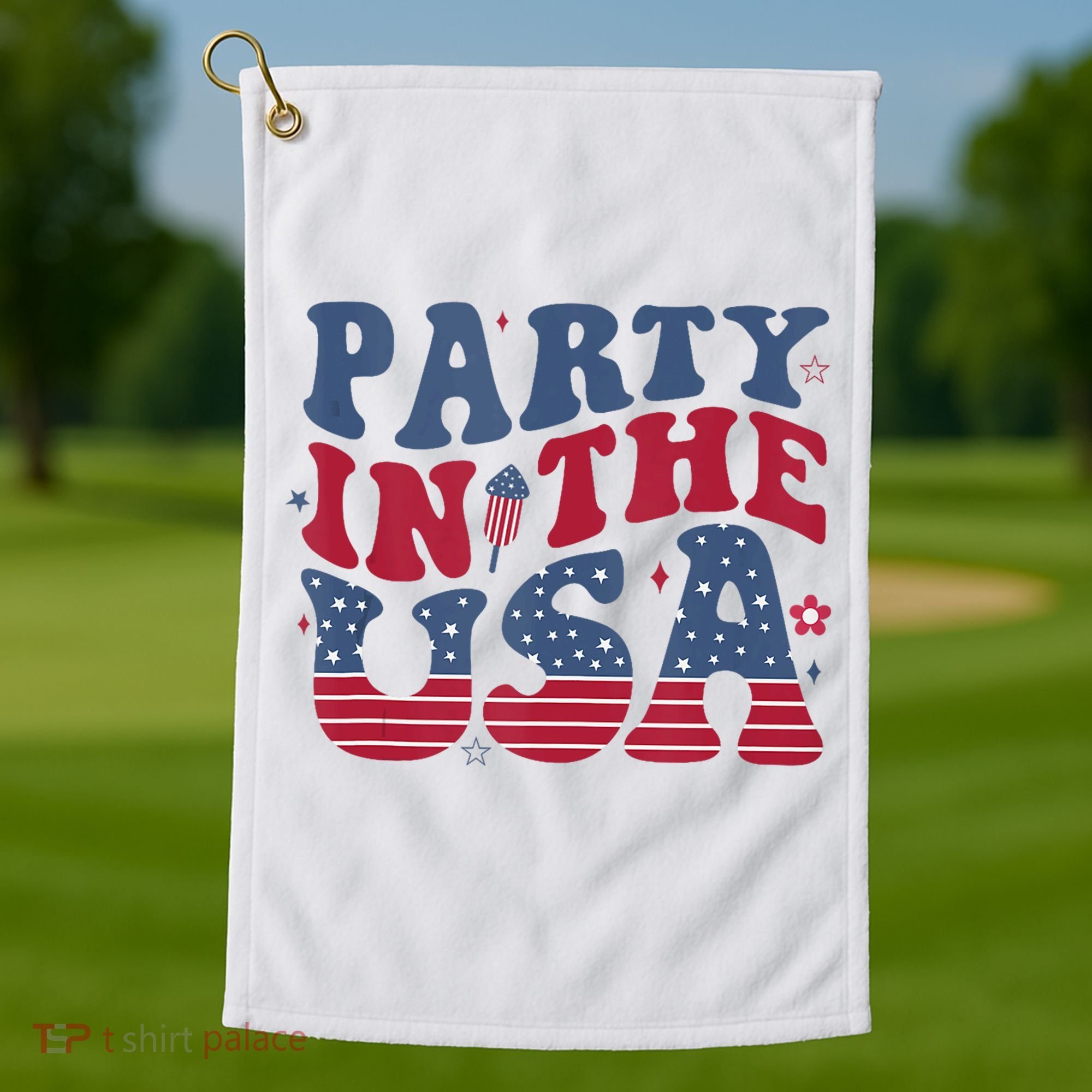 Party In Usa 4th Of July Flag American Golf Towel