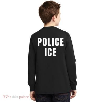 Police Ice  Us Immigration Agent Uniform Kids Long Sleeve Shirt back