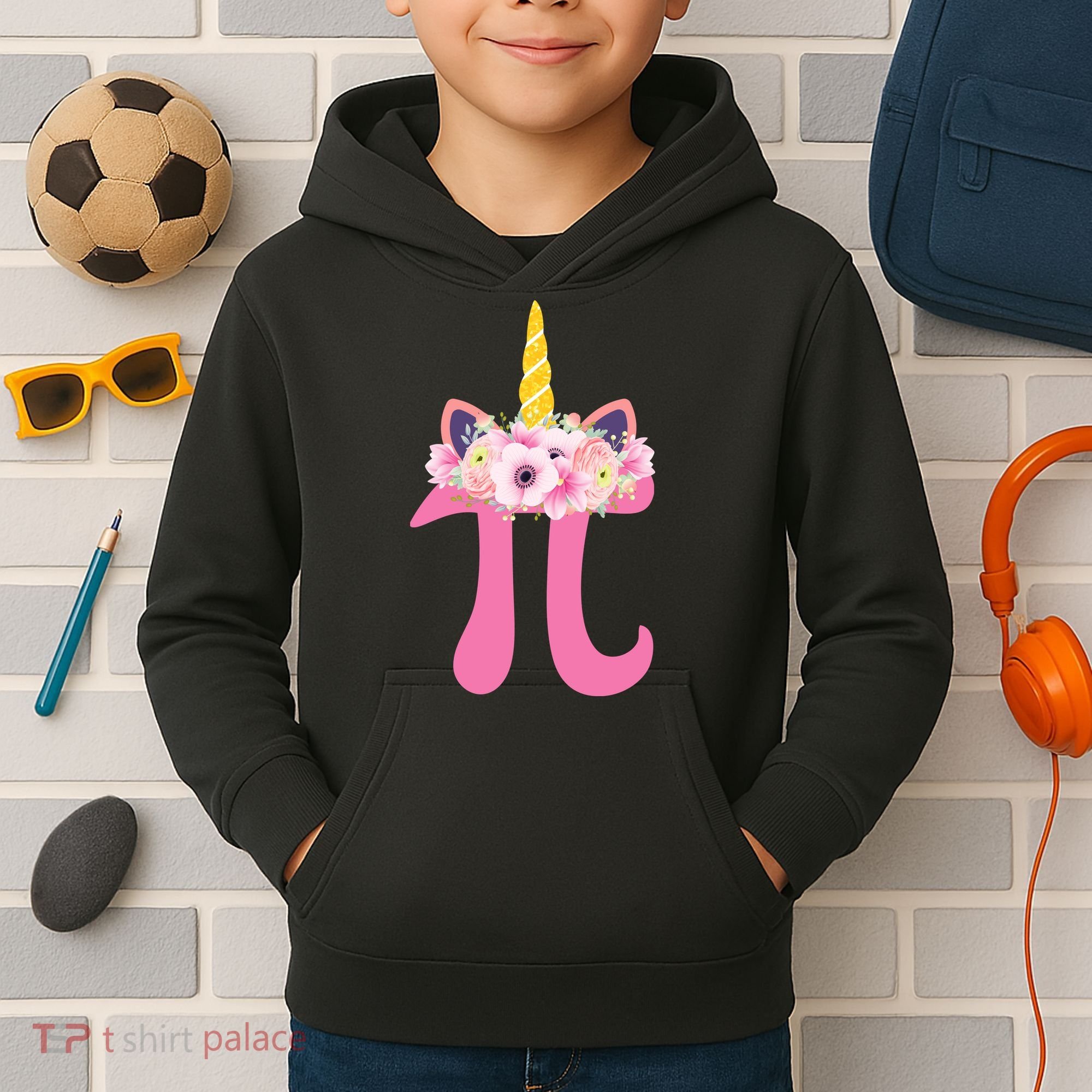 Unicorn Pi Day Kids Hoodie
