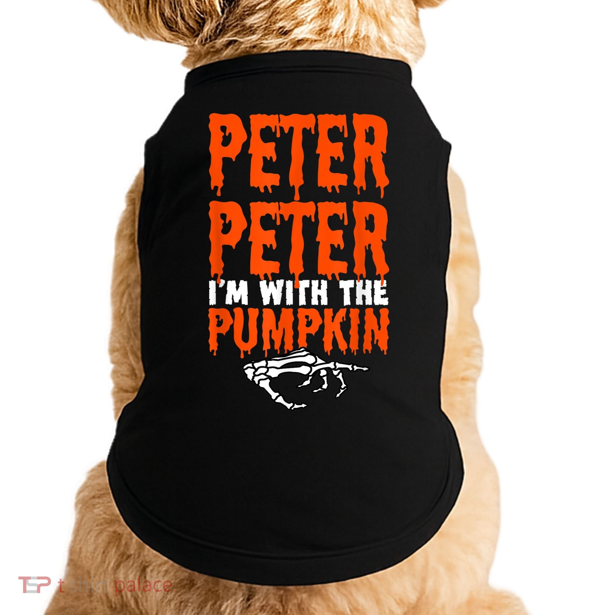 Peter I'm With The Pumpkin Halloween Costume Couple Doggie Tank