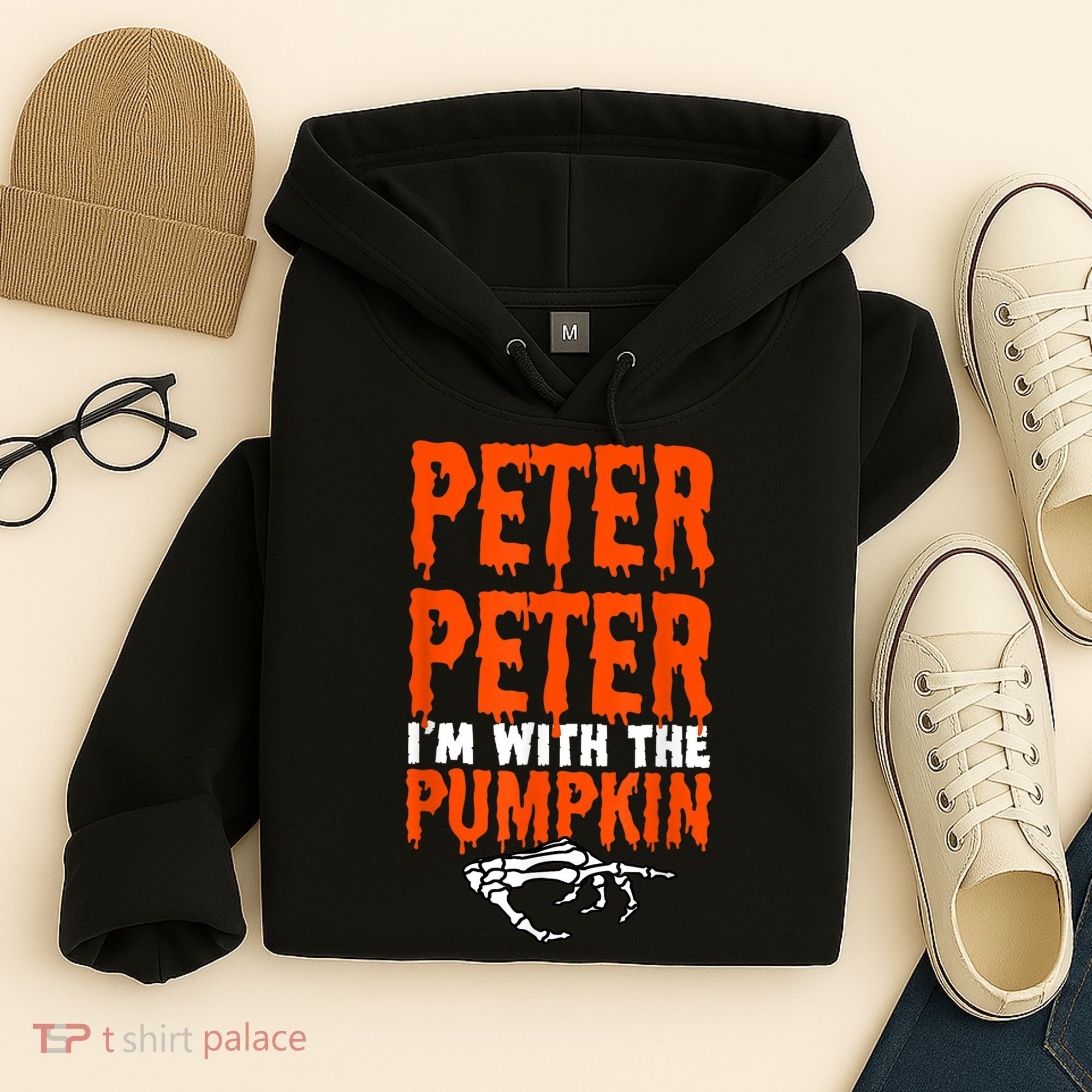 Peter I'm With The Pumpkin Halloween Costume Couple Hoodie