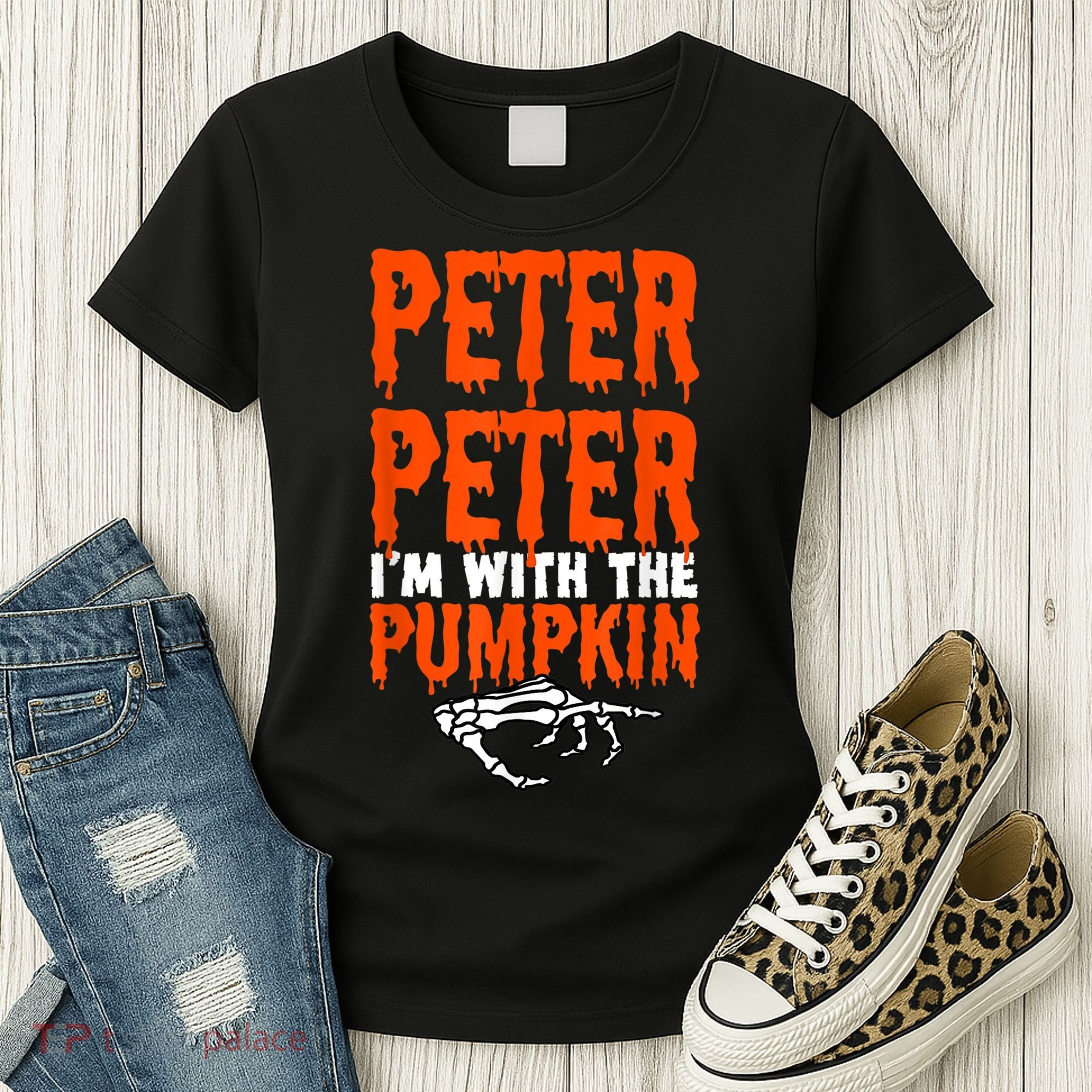 Peter I'm With The Pumpkin Halloween Costume Couple Women's T-Shirt