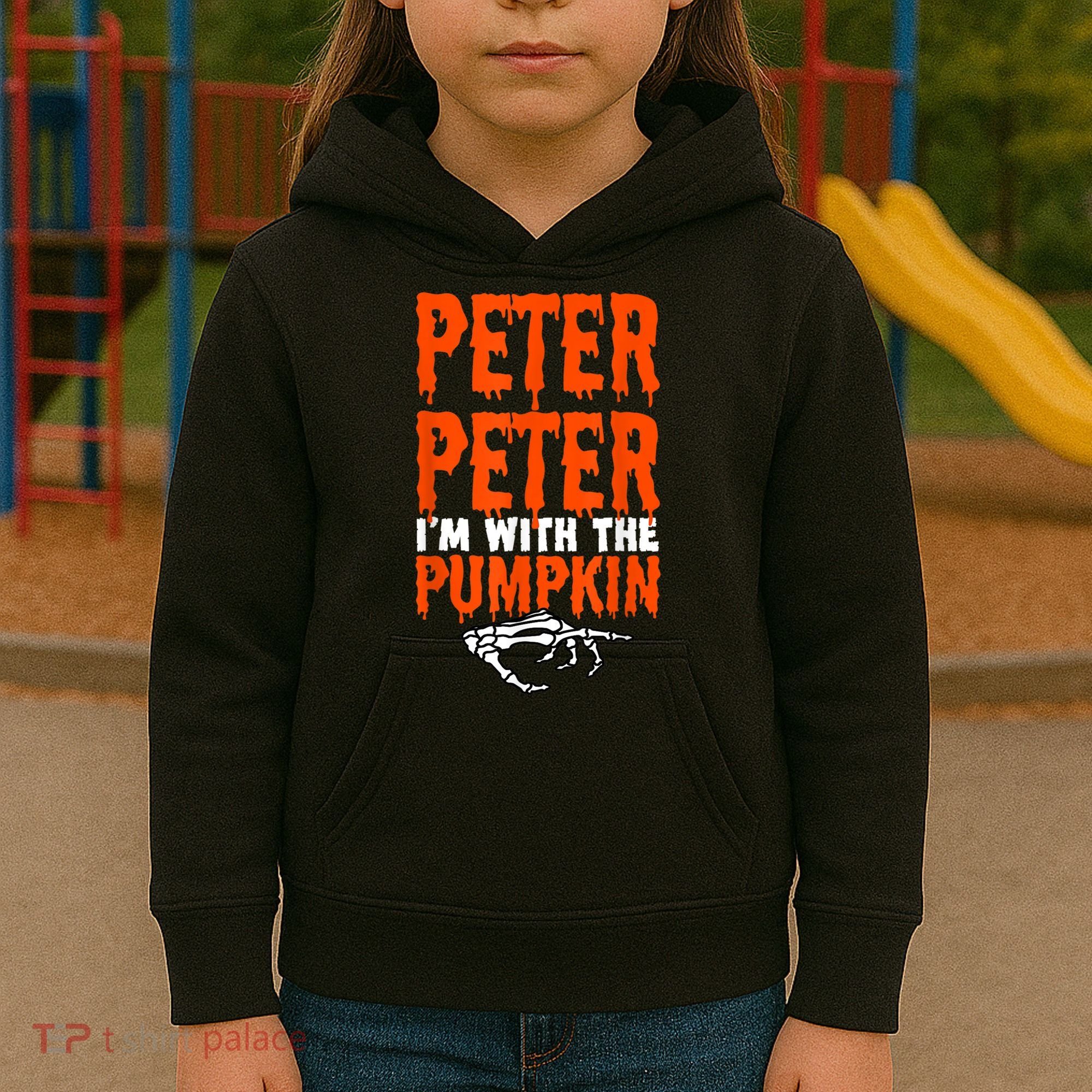 Peter I'm With The Pumpkin Halloween Costume Couple Kids Hoodie