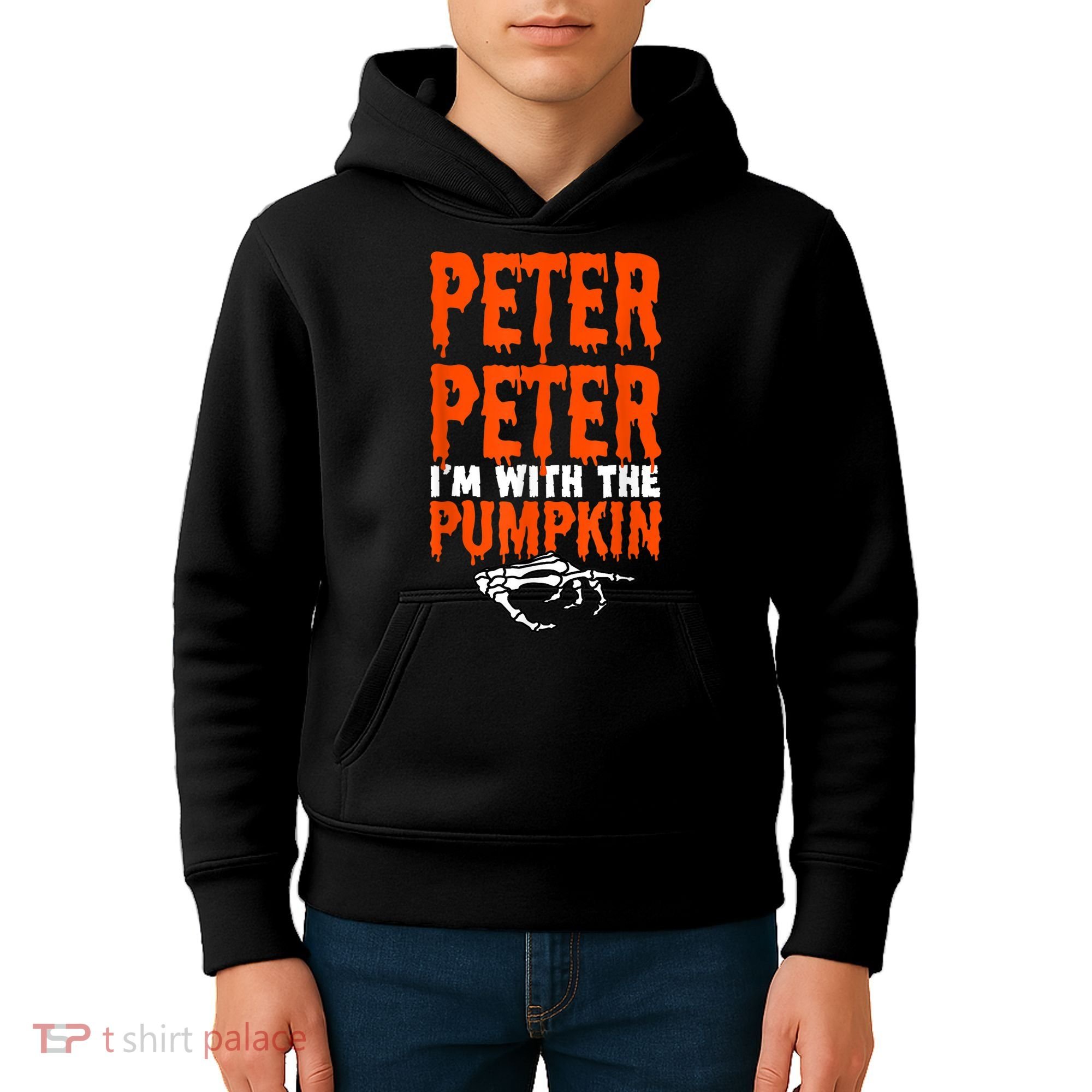 Peter I'm With The Pumpkin Halloween Costume Couple Kids Hoodie
