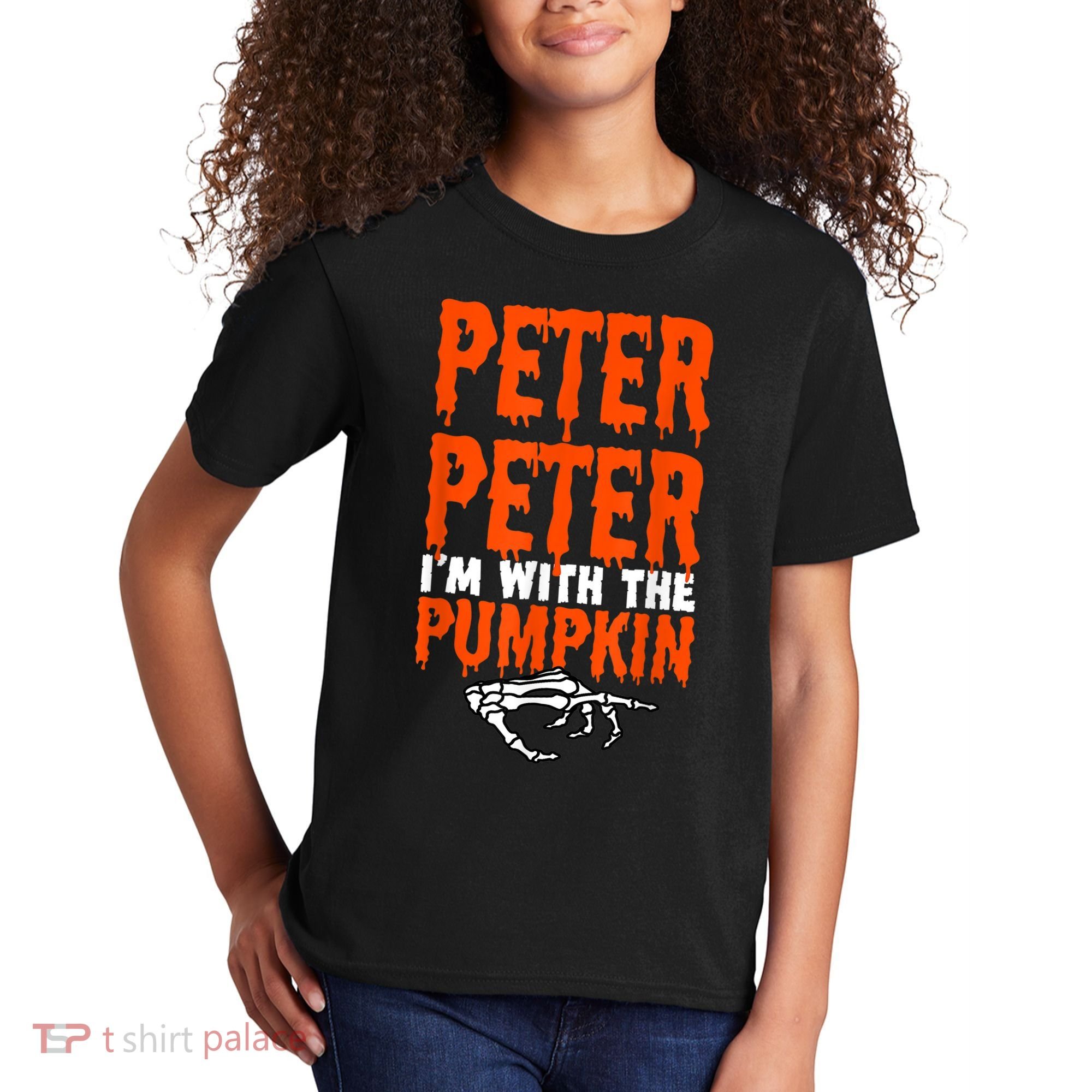 Peter I'm With The Pumpkin Halloween Costume Couple Kids T-Shirt