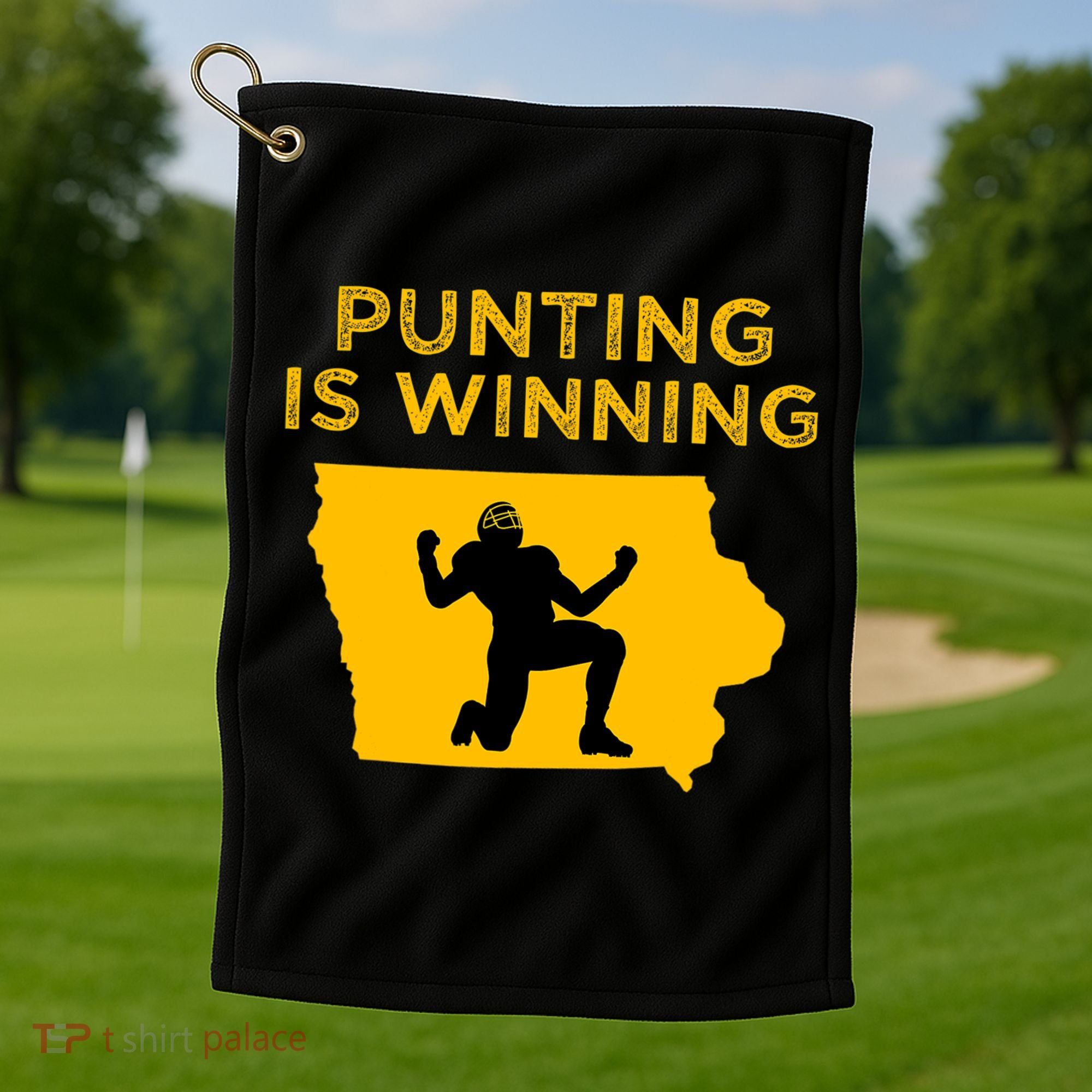 Punting Is Winning Iowa I Cheer For The Punter Golf Towel