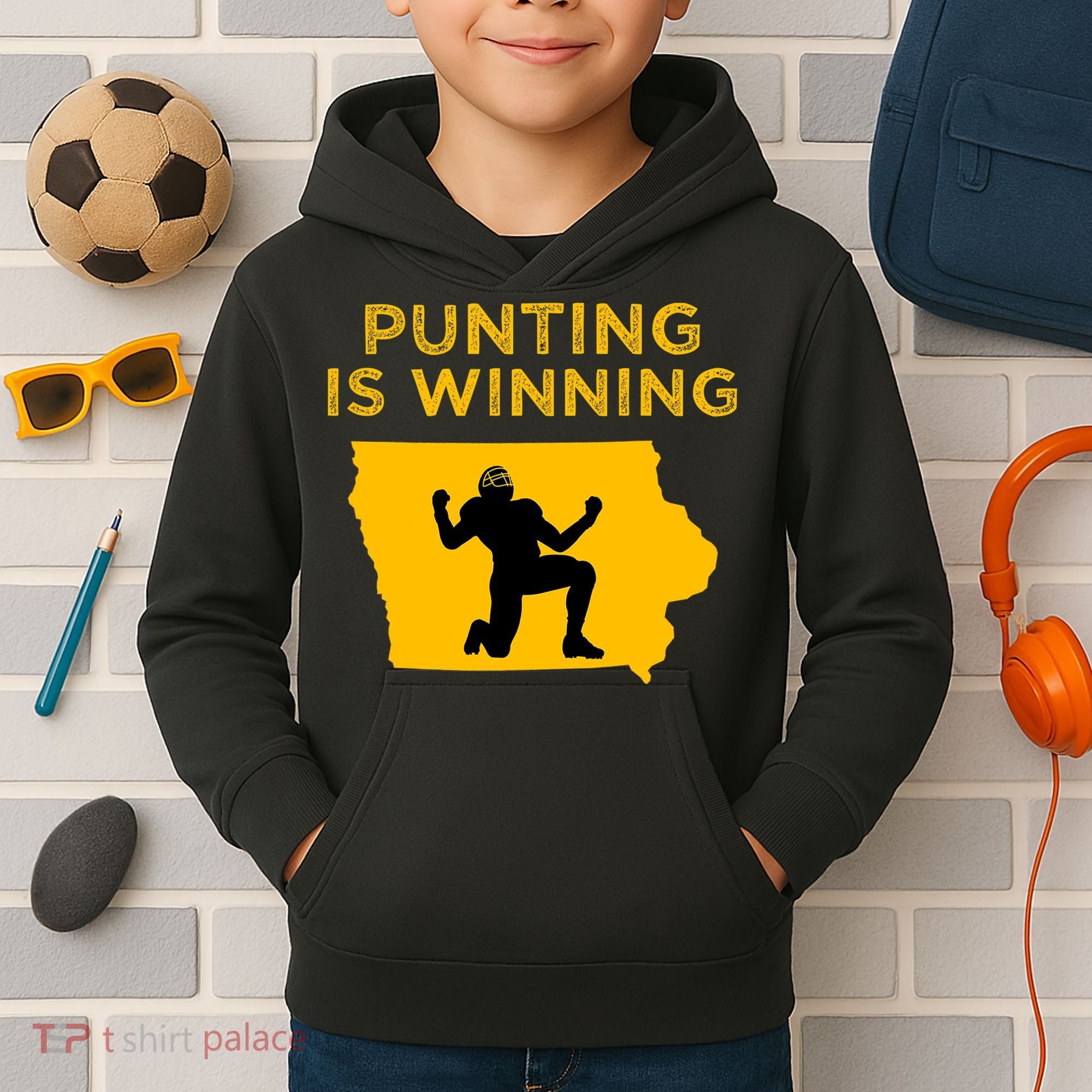 Punting Is Winning Iowa I Cheer For The Punter Kids Hoodie