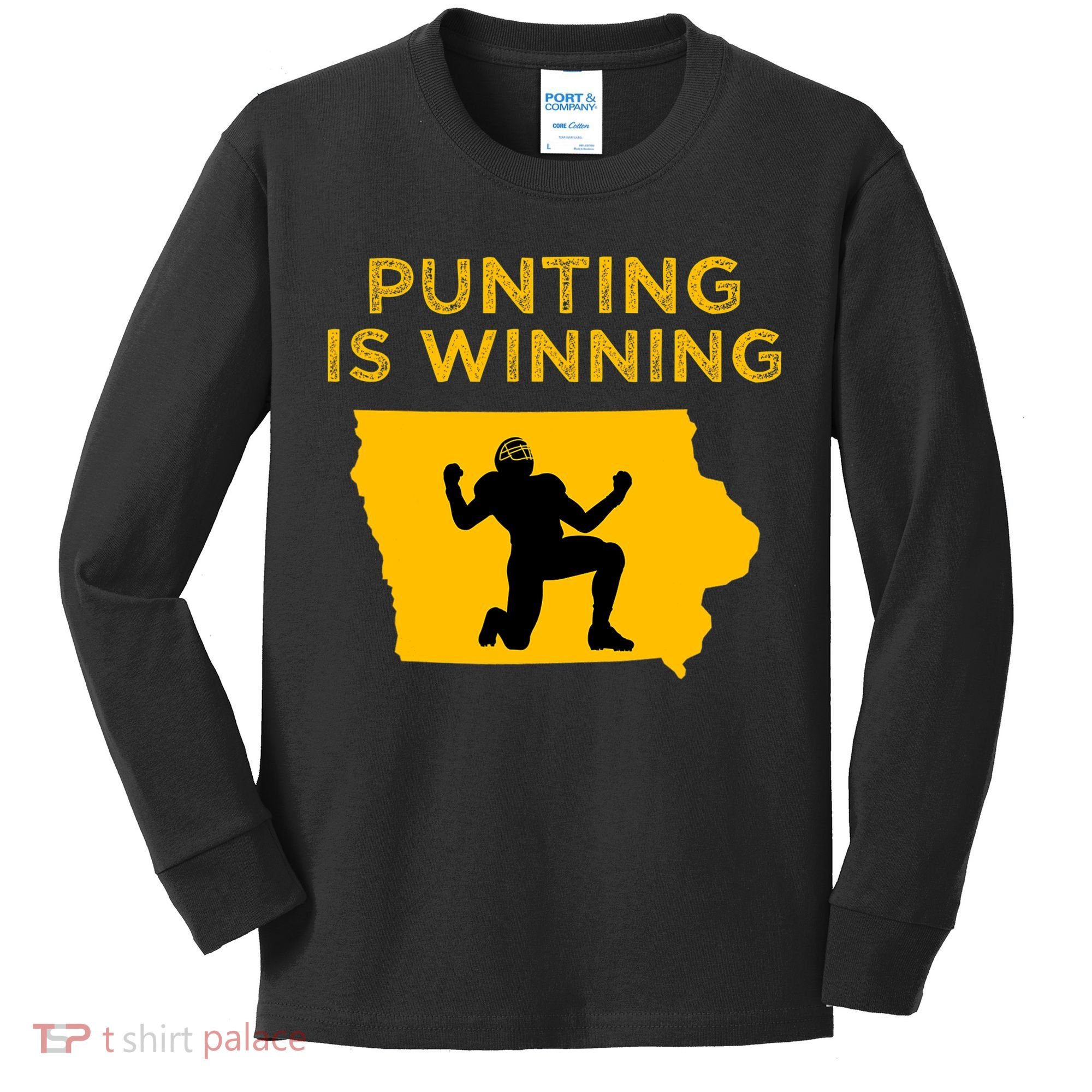 Punting Is Winning Iowa I Cheer For The Punter Kids Long Sleeve Shirt