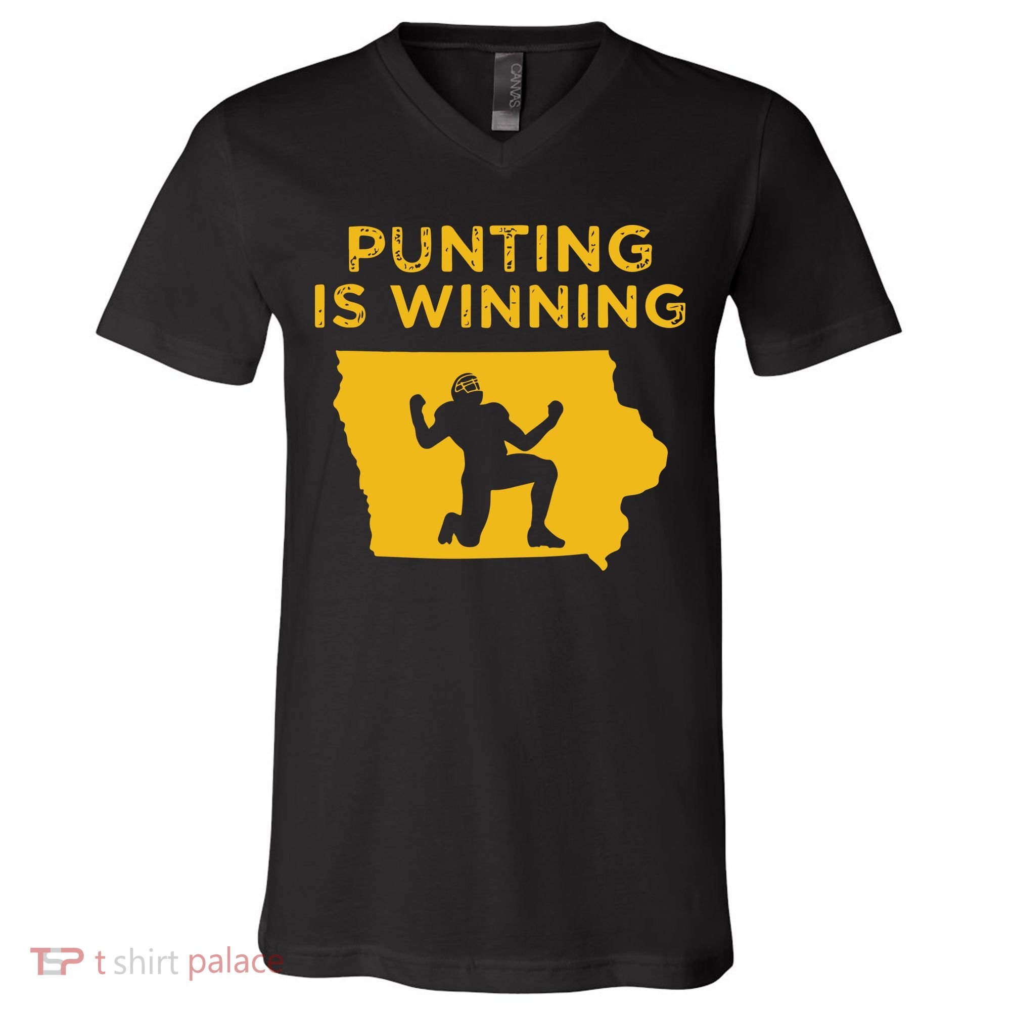 Punting Is Winning Iowa I Cheer For The Punter V-Neck T-Shirt