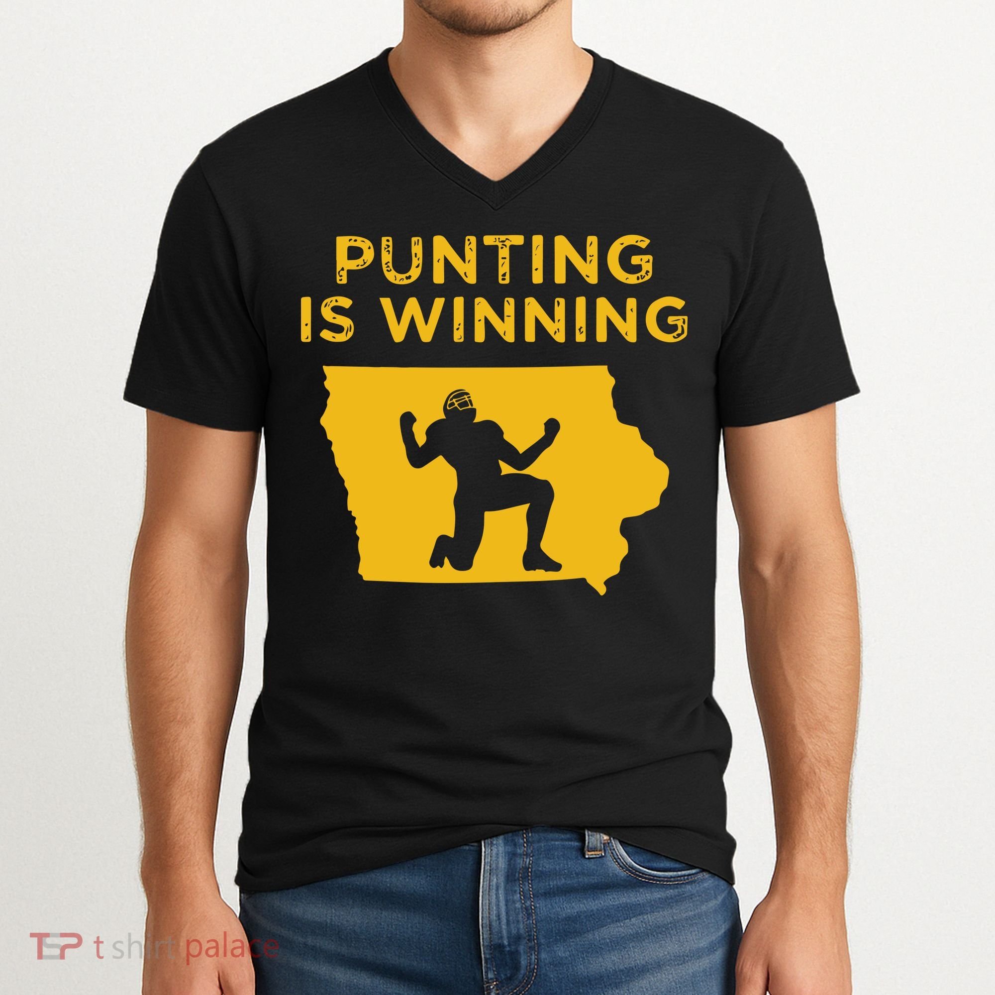 Punting Is Winning Iowa I Cheer For The Punter V-Neck T-Shirt