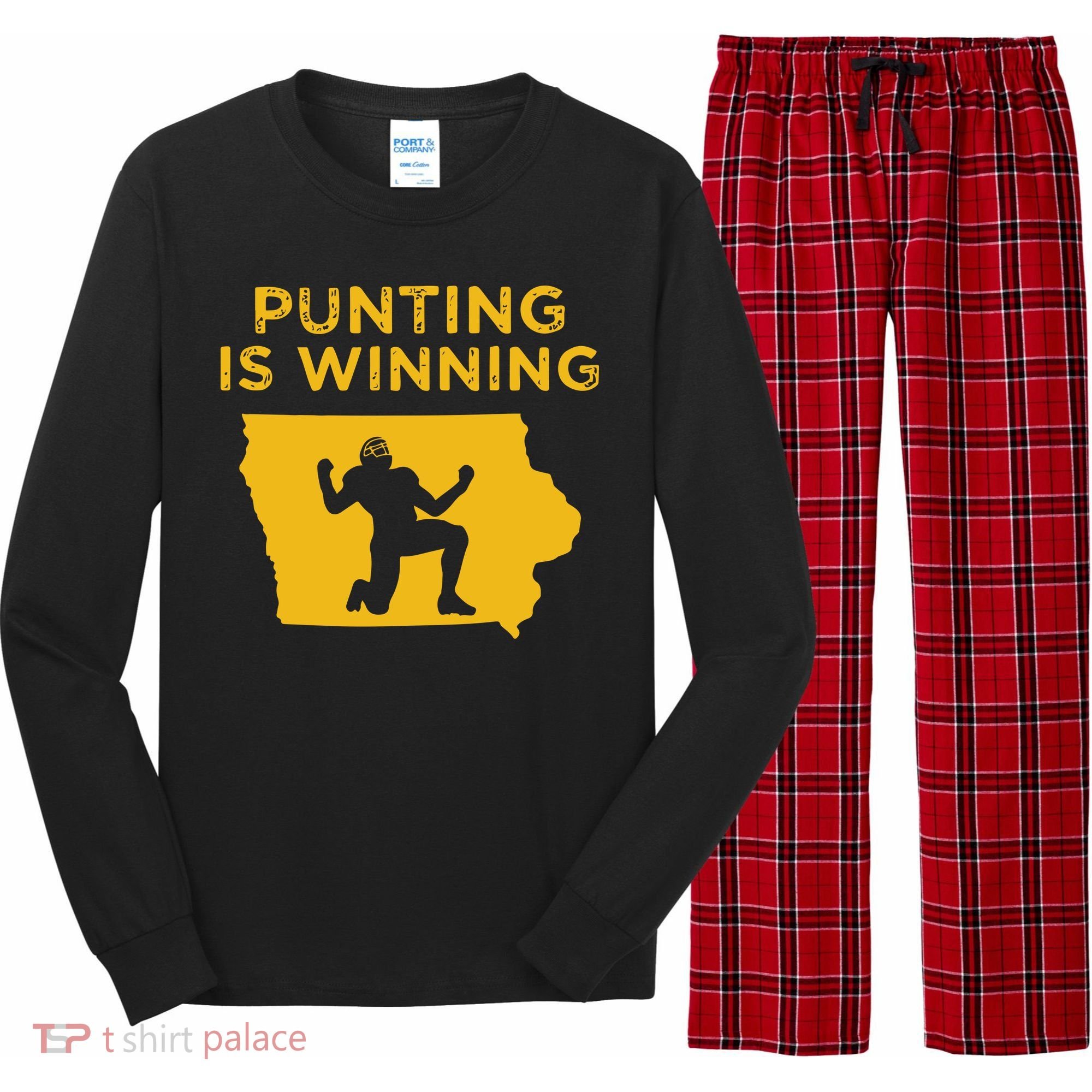 Punting Is Winning Iowa I Cheer For The Punter Long Sleeve Pajama Set