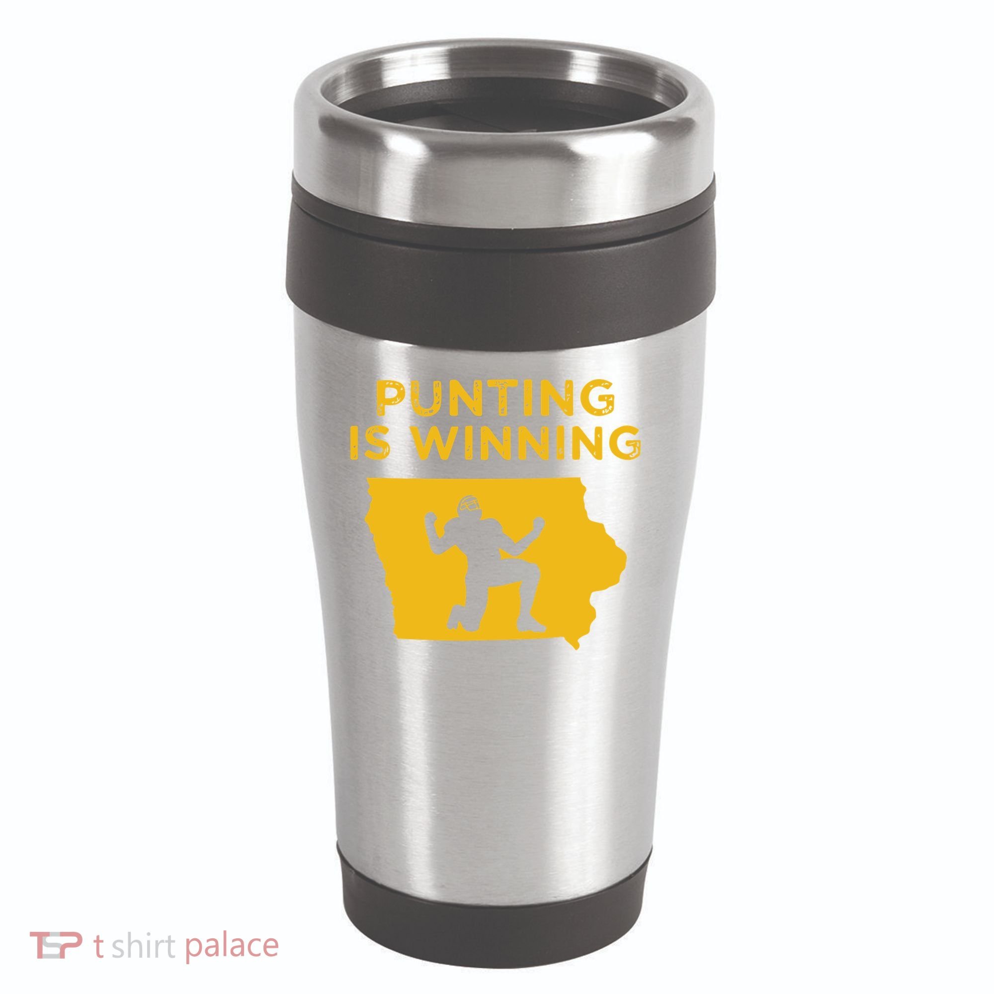 Punting Is Winning Iowa I Cheer For The Punter 16oz Travel Tumbler