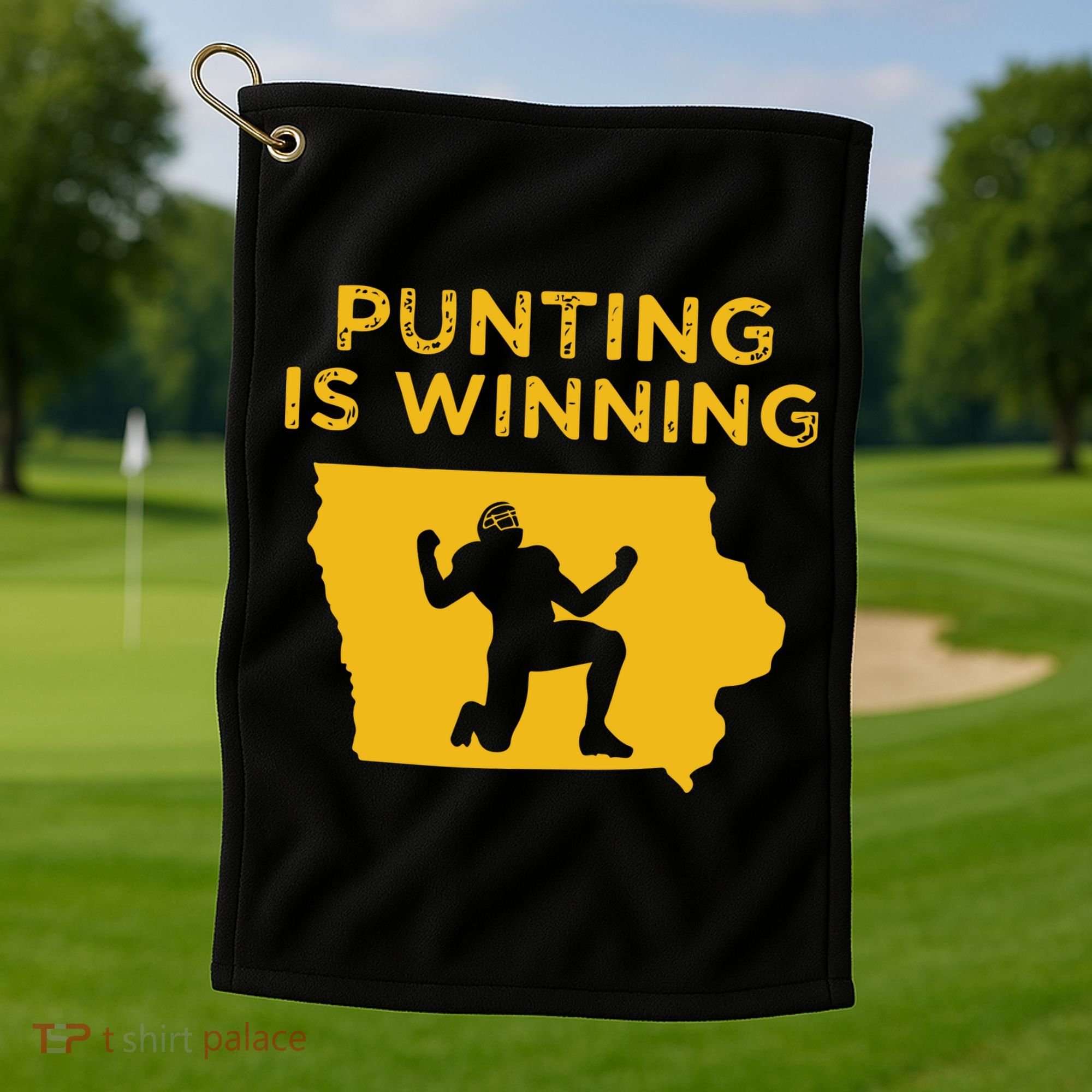 Punting Is Winning Iowa I Cheer For The Punter Golf Towel