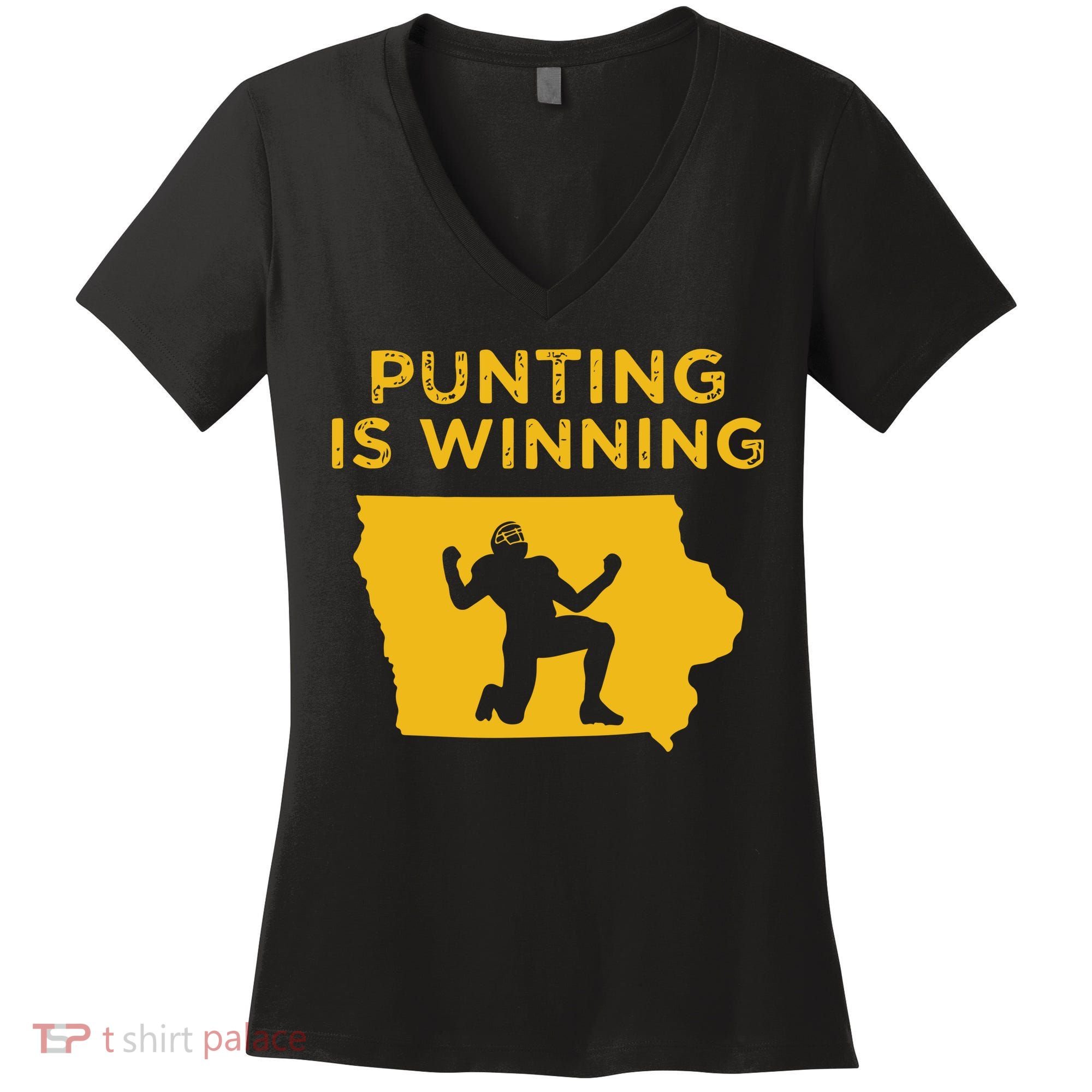 Punting Is Winning Iowa I Cheer For The Punter Women's V-Neck T-Shirt