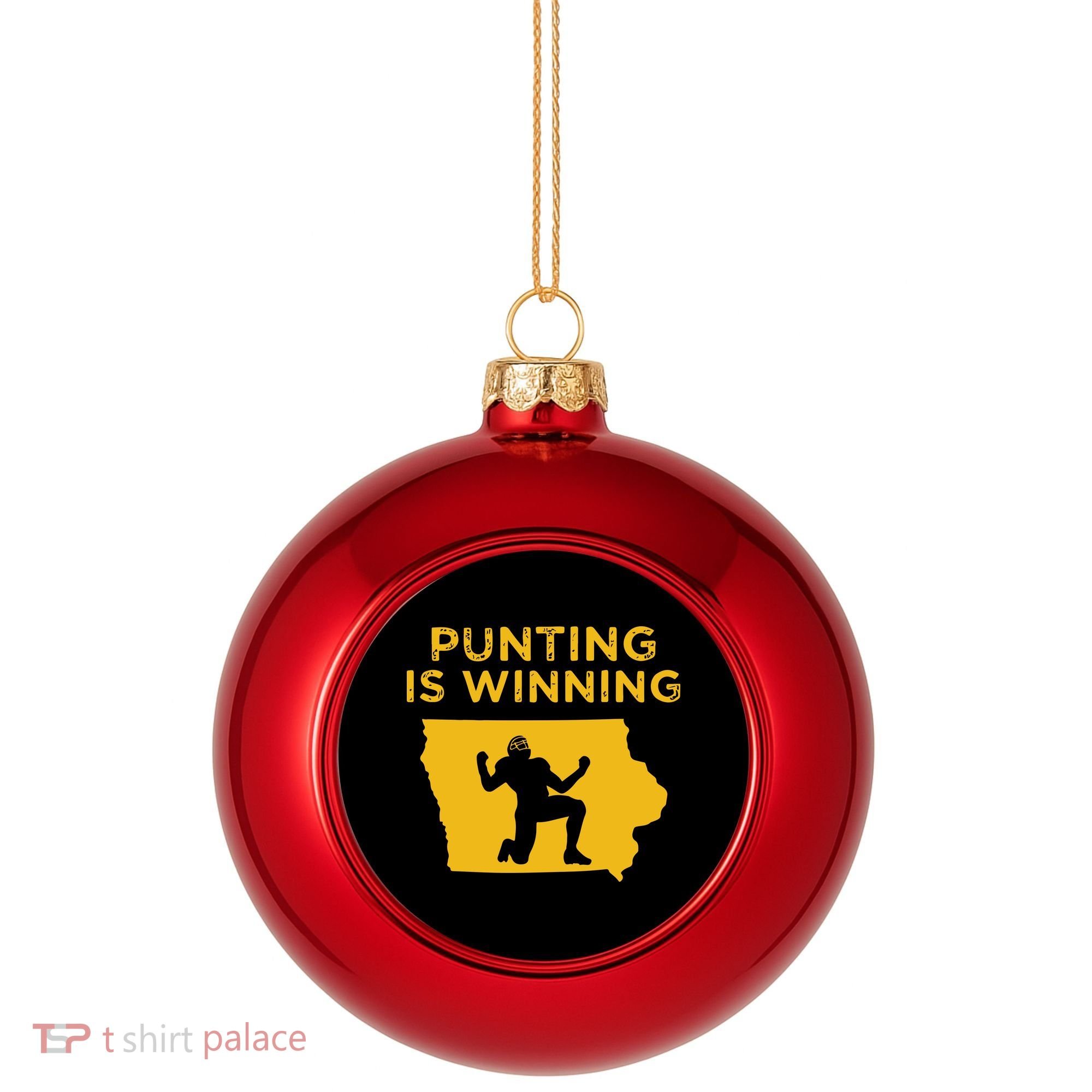 Punting Is Winning Iowa I Cheer For The Punter Plastic Christmas Ball Ornament