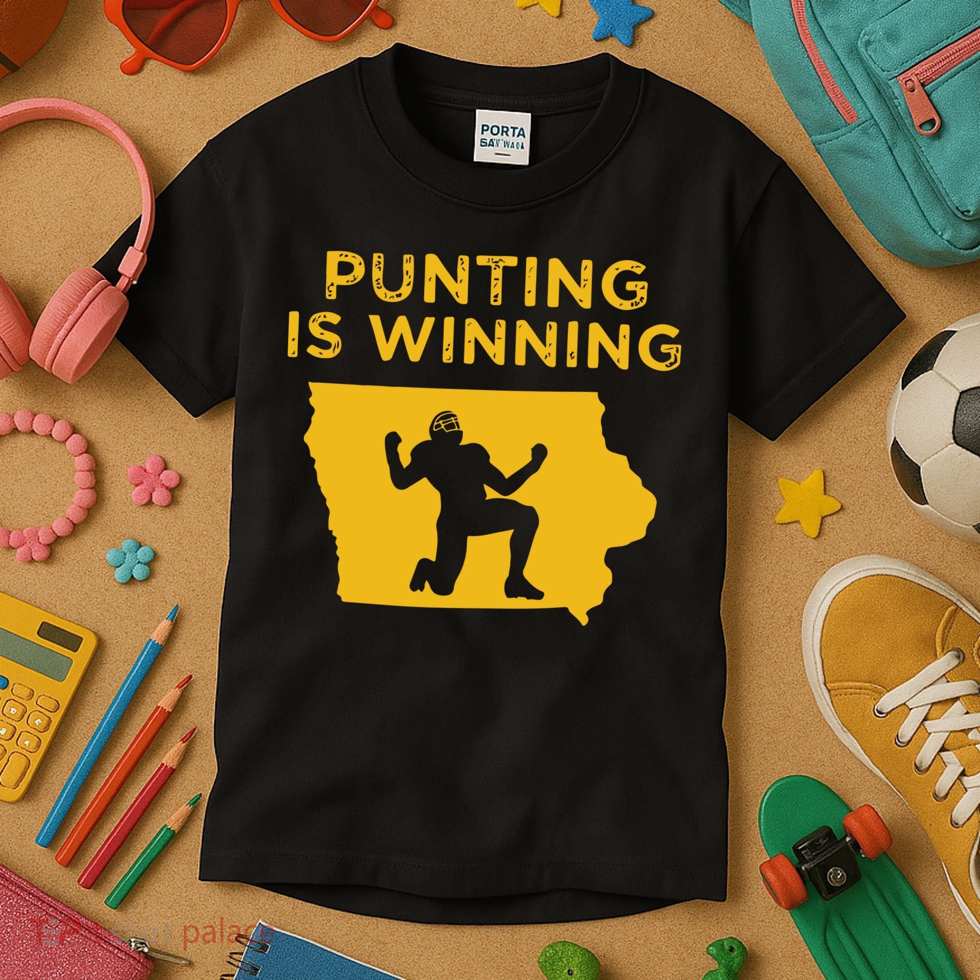 Punting Is Winning Iowa I Cheer For The Punter Kids T-Shirt