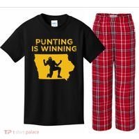 Punting Is Winning Iowa I Cheer For The Punter Kids Plaid Pajama Set thumb 0