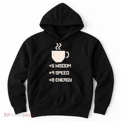 Pixel Coffee Power Up Wisdom Speed Energy Hoodie