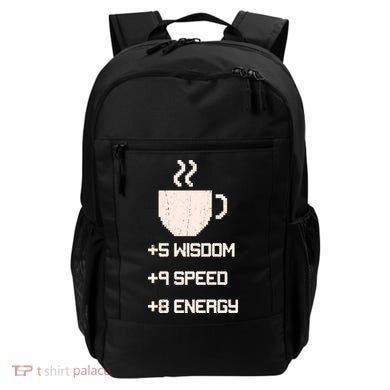 Pixel Coffee Power Up Wisdom Speed Energy Backpack