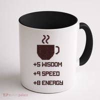 Pixel Coffee Power Up Wisdom Speed Energy Coffee Mug thumb 1