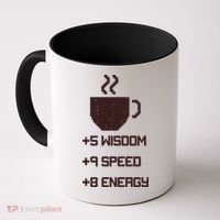 Pixel Coffee Power Up Wisdom Speed Energy Coffee Mug thumb 0