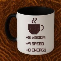 Pixel Coffee Power Up Wisdom Speed Energy Coffee Mug thumb 2