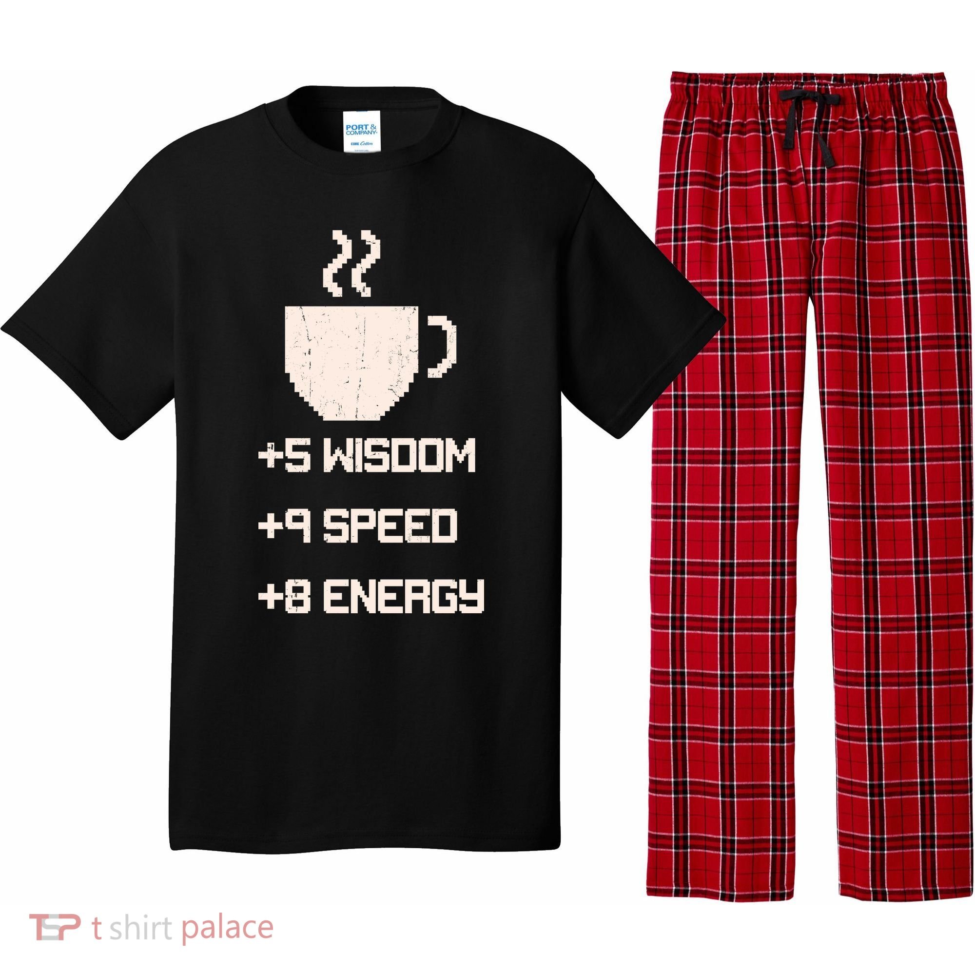 Pixel Coffee Power Up Wisdom Speed Energy Pajama Set